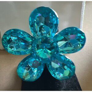 Blue Large Crystal Stretch Ring